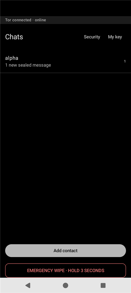 Chat list showing one new sealed message
